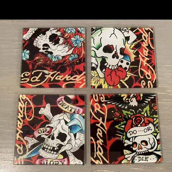 Ed Hardy Skull Coasters Set - Picture 1 of 8